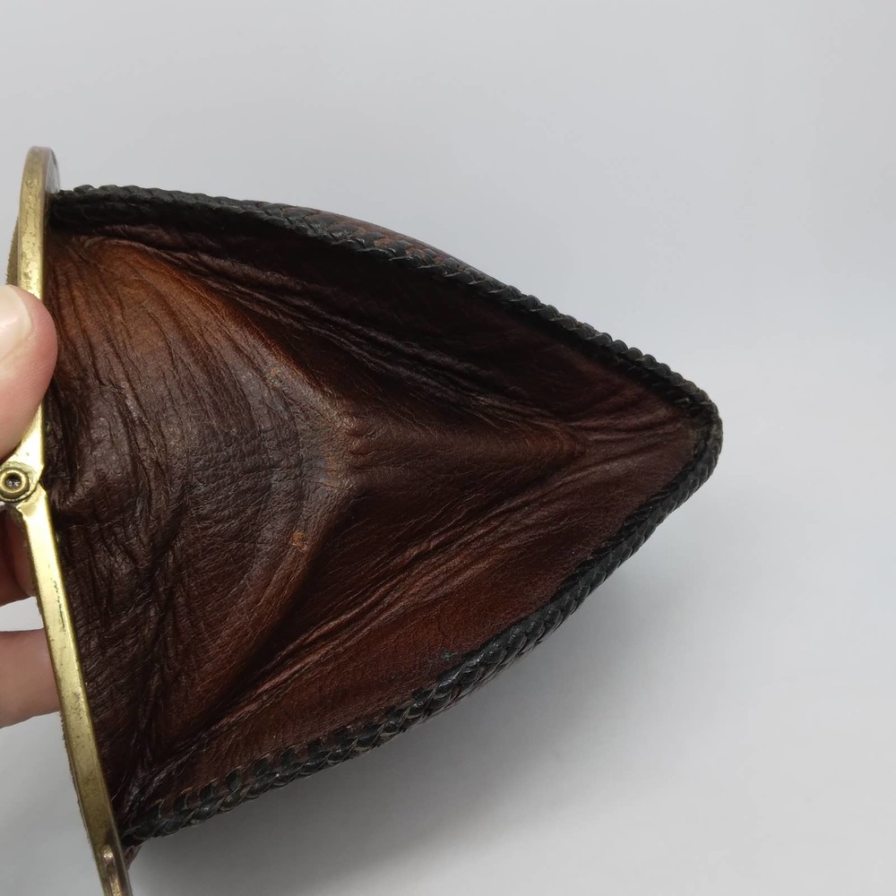 Vintage Spanish Craft leather purse 6" x 4.5" with mirror - Picture 6 of 9